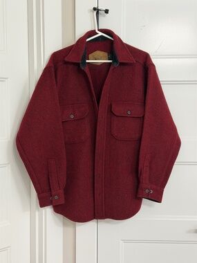 Vintage Woolrich  Shirt Jacket Mens Red Wool  Button Size M